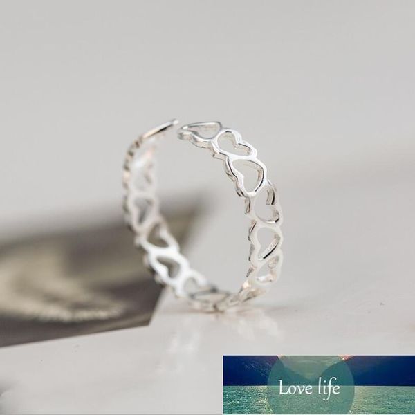 

new popular 925 sterling silver jewelry fine small fresh fashion simple heart-shaped love hollow opening rings r033 factory price expert des