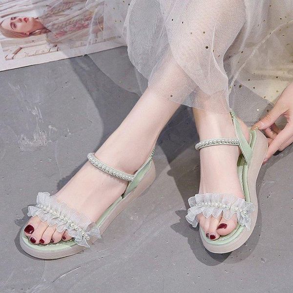 

sandals 2021 summer fashion all-match flat-bottomed women's suit beige luxury comfortable elastic band, Black