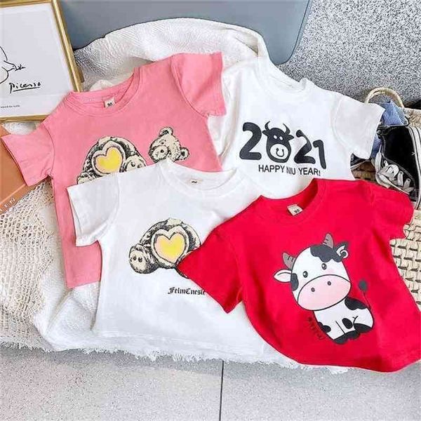 

summer arrival girls fashion printed t shirt kids cotton girl clothes 210528, Blue