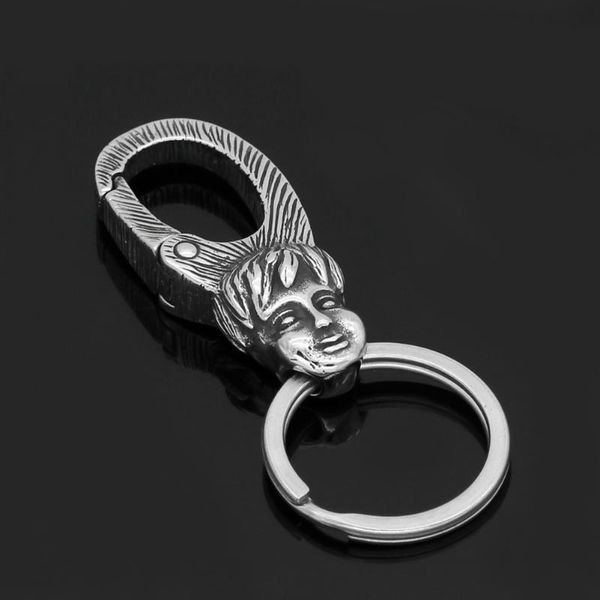 

keychains vikingceltic 316l stainless steel child face keychain, Silver