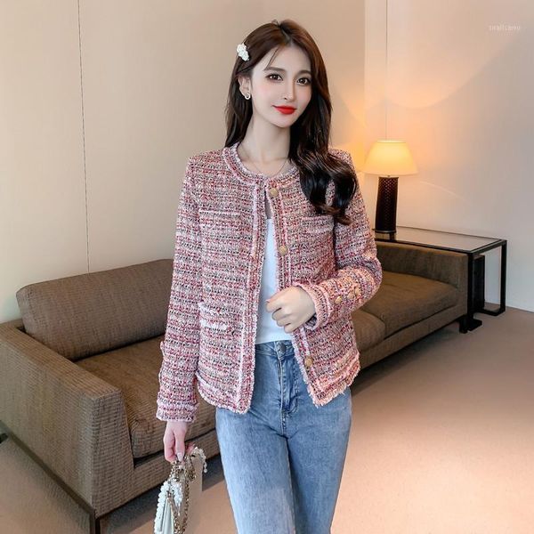 

women's jackets runway fall winter french small fragrance elegant tweed coats jacket female sweet suit casacos top, Black;brown