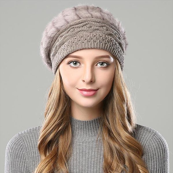 

womens hats winter warm beret beanie french style casual fashion caps fleece lining for autumn, Blue;gray