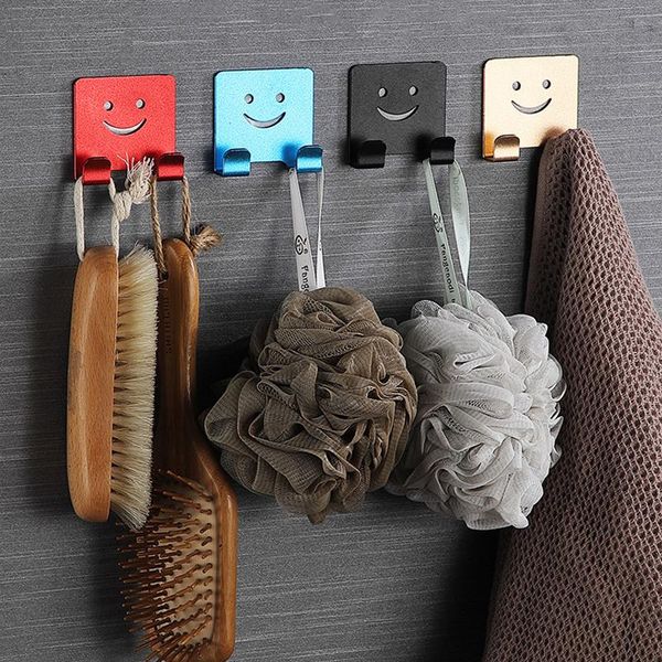 

bathroom holder space aluminum wall hooks self adhesive clothes keys kitchen tools storage rack & rails