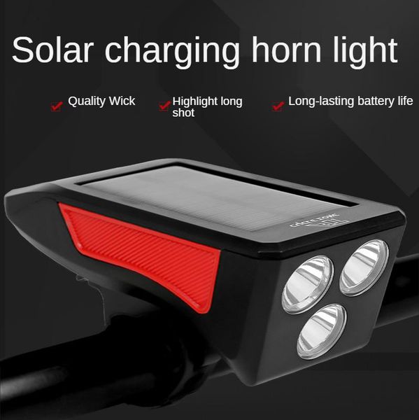 

bike lights solar rechargeable bicycle light waterproof usb charging 3 modes led road mountain front bell