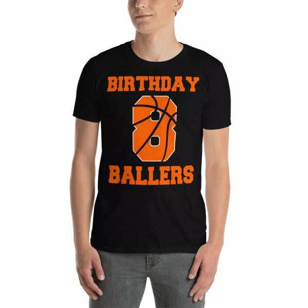 

birthday 8 ballers funny birthday basketball team player lover t-shirt, White;black