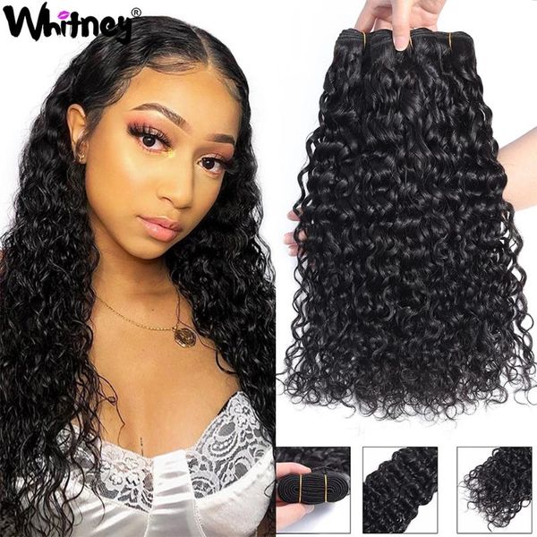

water wave human hair bundles 100% remy extensions 8-28inch peruvian weave for women bulks, Black