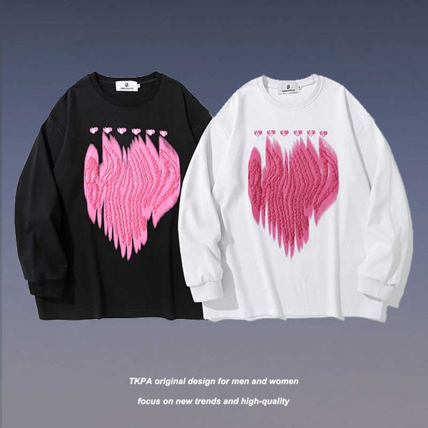 

hip tkpa hop love printed round neck sweater fashion brand bf lovers casual long sleeve shirt men, White;black