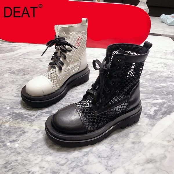 

boots [deat] 2021 round toe bandage mesh hollow out breathable single shoes women cool spring summer fashion tide 10i624, Black