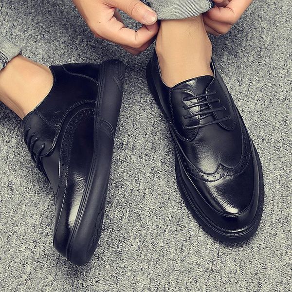 

dress shoes hn8 arrival luxury italian brand men leather flats british brogue formal business oxfords for, Black