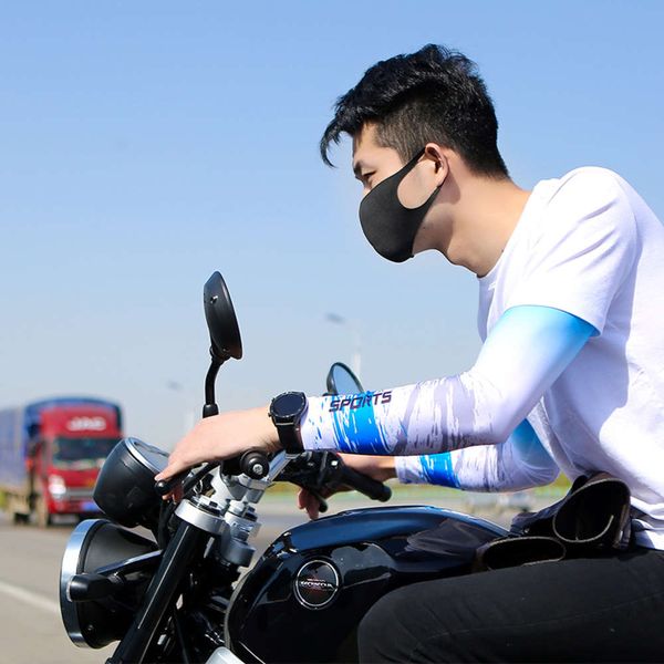 

summer thin ice silk sunscreen sleeve for female outdoor driving sunshade printing arm male