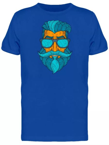 

blue moustache hipster tee men's -image by shutterstock, White;black