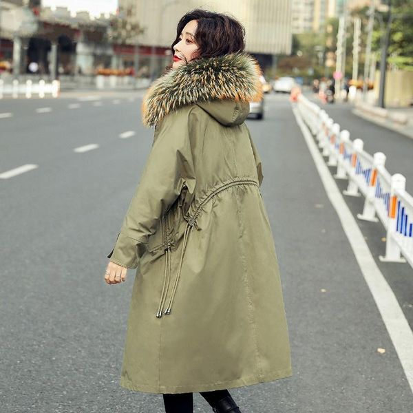 

women's down & parkas woman coat raccoon fur collar winter women's jacket korean female jackets clothes women chaqueta mujer wpy974, Black