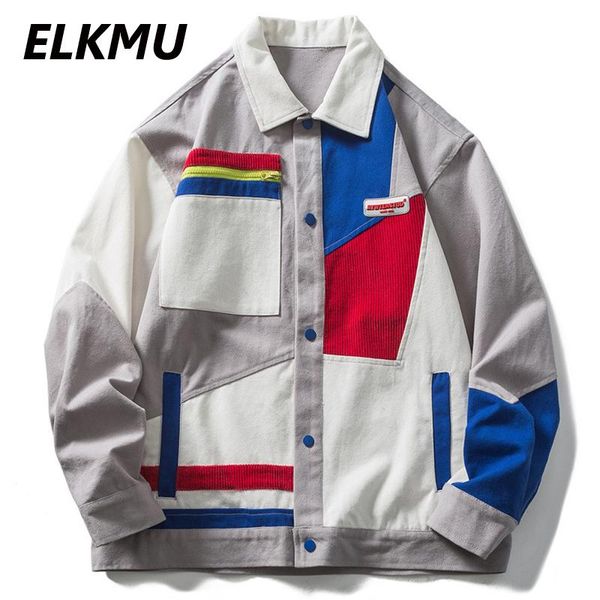 

men's jackets elkmu corduroy jacket men streetwear harajuku color block patchwork coats oversized mens outerwear autumn 2021 hm365, Black;brown