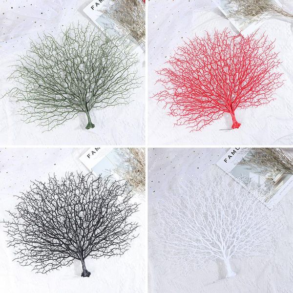 

plastic artificial peacock coral branch home decoration fake plant wedding flower wall material diy tree decorative flowers & wreaths