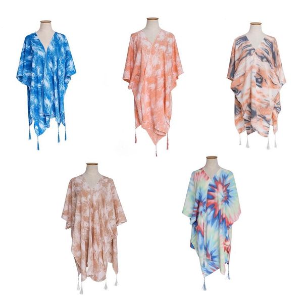 

women's swimwear women multicolor print kimono cover up loose chiffon swimsuit cardigan beachwear m6cd, White;black