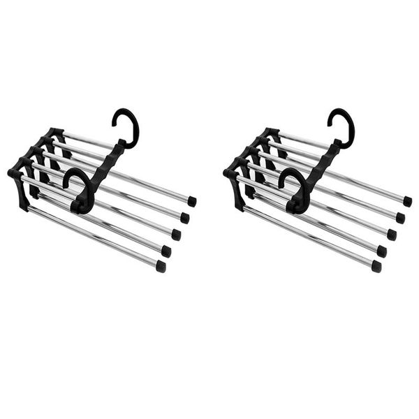 

hangers & racks 2pcs durable 5 layer home clothes organiser trouser hanger multifunction non slip closet magic space saving scarf jeans bedr