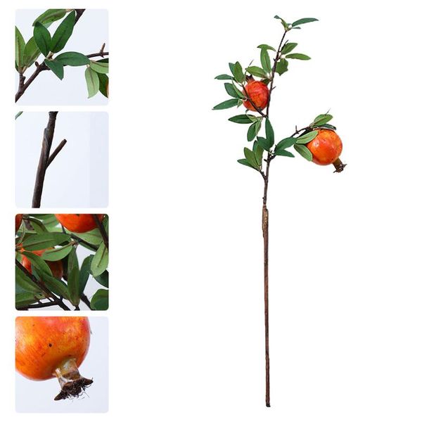 

decorative flowers & wreaths 1pc simulation pomegranate branch home flower arrangement decor (orange)