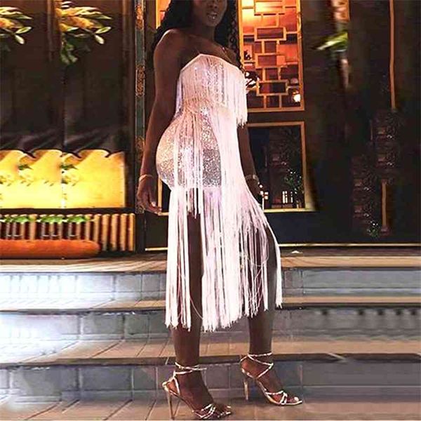 

dress for night women white shinny sequins tassel spagthetti strap sheath evening club party big size 210510, Black;gray