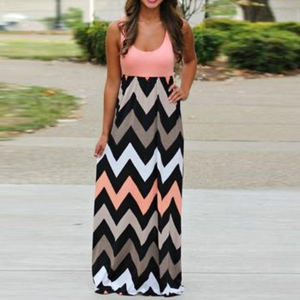 

casual dresses autumn women dress striped design long boho lady sleeveless beach sundress maxi female clothing vestidos, Black;gray