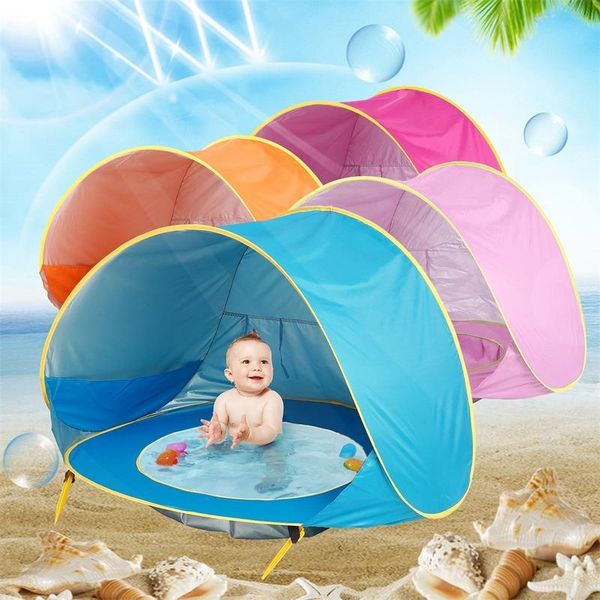 

tents and shelters baby beach tent children's waterproof -up awning anti-uv with pool outdoor camping sunshade