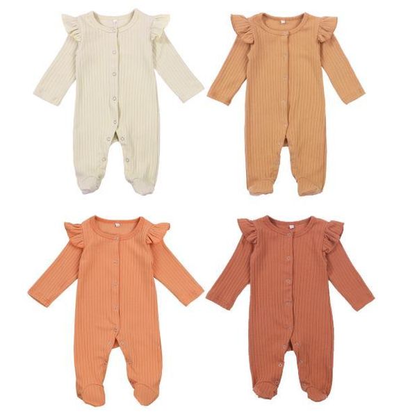 

jumpsuits born infant kid baby girls boys long sleeve jumpsuit autumn footed romper solid color knitted pajamas, Blue