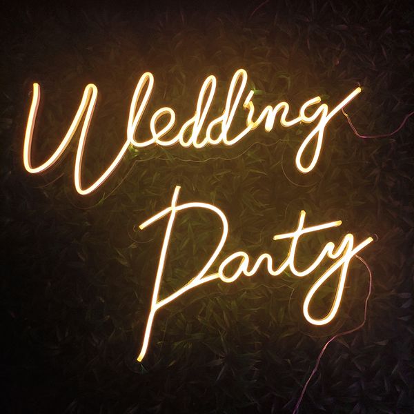 „Hochzeitsfeier“-Wortzeichen, Farbe, individuell, schöne Dekoration, Wand, Zuhause, Bar, öffentliches Neon-LED-Licht, 12 V, superhell
