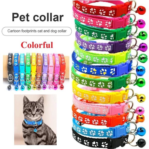 

cat collars & leads pet supplies collar 12 colors necklace and print adjustable buckle small dog bell positioning