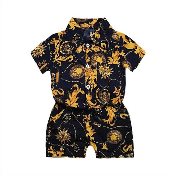 

fashion baby boys floral printed clothes set summer shirt pants 2 pcs childrens clothing kids holiday beach outfit 1 4, White