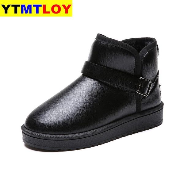

snow boots women fashion booties winter ankle boot black plus size ladies platform shoe woman cotton shoes 35-44