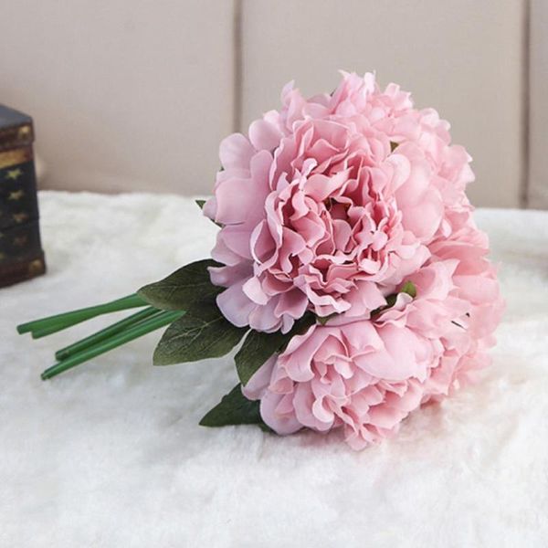 

qualified artificial silk fake flowers peony floral wedding bouquet bridal hydrangea decor dig7223 decorative & wreaths