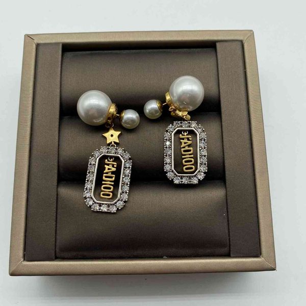 

design jewelry home new style diamond inlaid pearl star letter fashion temperament earrings female, Golden