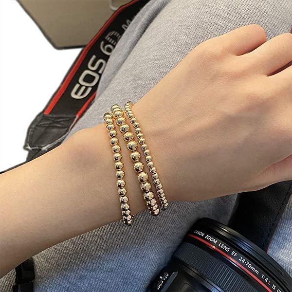 

beaded, strands 1pcs 4/5/6/8/mm stretch bracelets gold silver color vintage tiny beads colorful bohemian boho summer for women jewelry, Black