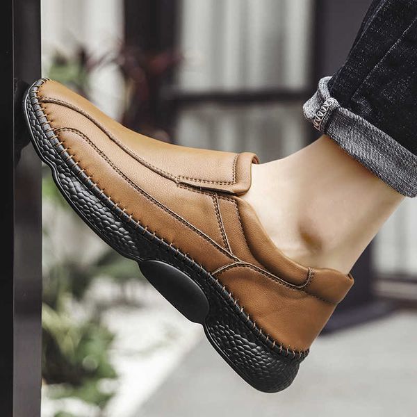 

large men's leather shoes 2021 spring hand flat casual business iving