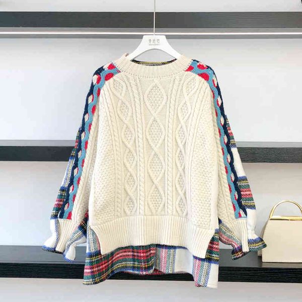 

peonfly - women's two-piece knitted loose round neck long sve autumn and winter sweater, 2020, White;black