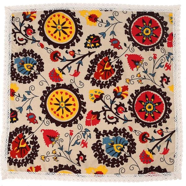 

table cloth vintage square cotton linen lace sun flower tablecloth, washable tablecloth dinner picnic home decoration assorted s