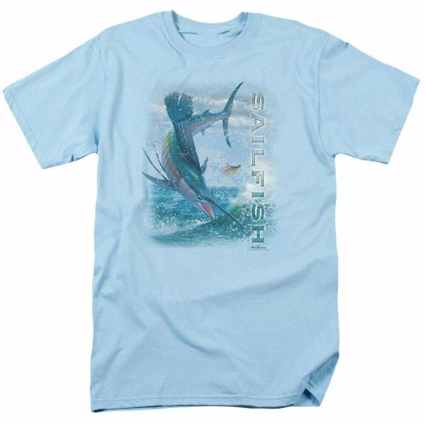 

wild wings leaping sailfish t shirt mens licensed wildlife tee light blue, White;black