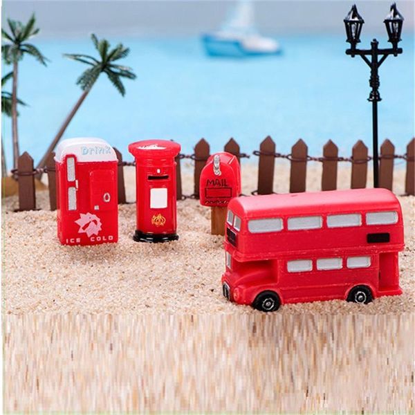 Decorativos Objetos Figurinhas Vintage Barramento Vermelho Postbox Miniaturas Londres Telefone Booth Modelo Home Bar Barra Escritório Decoração Ornamentos