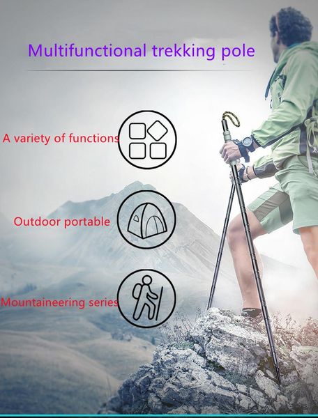 

trekking poles outdoor camping equipment hiking sport multifunctional folding pole survival tool