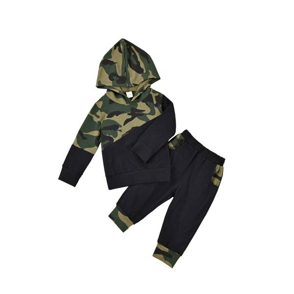 

0-24m toddler baby boy girls casual outfits hooded sweatshirt +pants 2pcs camo clothing set spring fall clothes, White