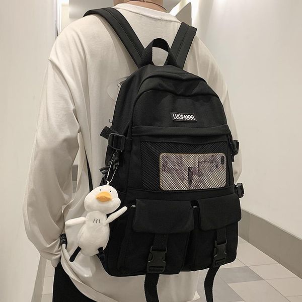 

backpack 2021 large capacity students japanese solid waterproof schoolbag casual multiple pockets travel bag book