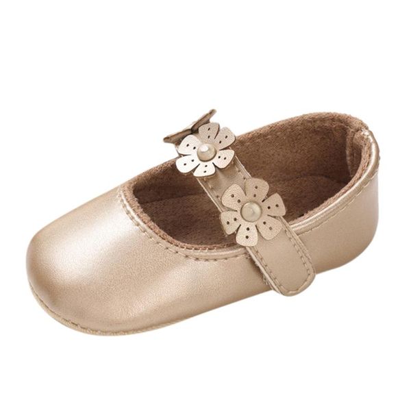 

flat shoes born toddler kids girls floral leather shoe soft first walking princess anti-slip sole walker baby, Black;grey