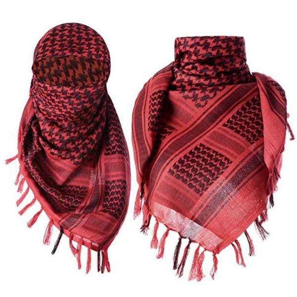 

100% cotton shemagh arab tactical desert keffiyeh thickened scarf wrap for women and men 43"x43" cycling caps & masks, Black