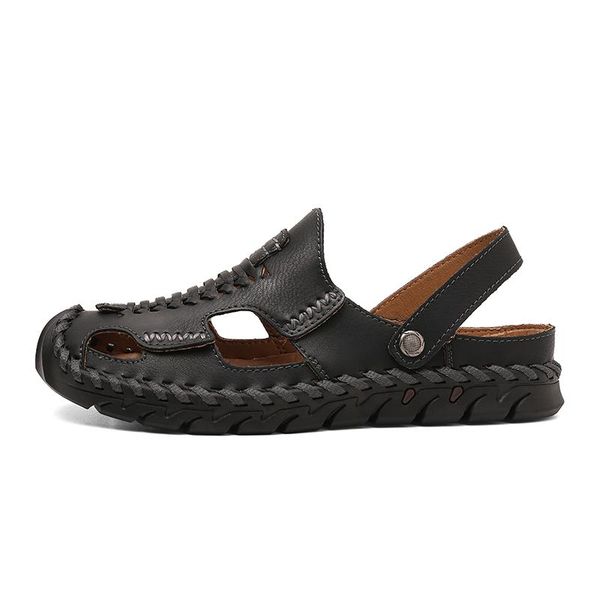 

sandals beach transpirables work cuir hombre roman para shoes rubber da cuire sandalias homme men sandel heren en casa sandalia ete de, Black