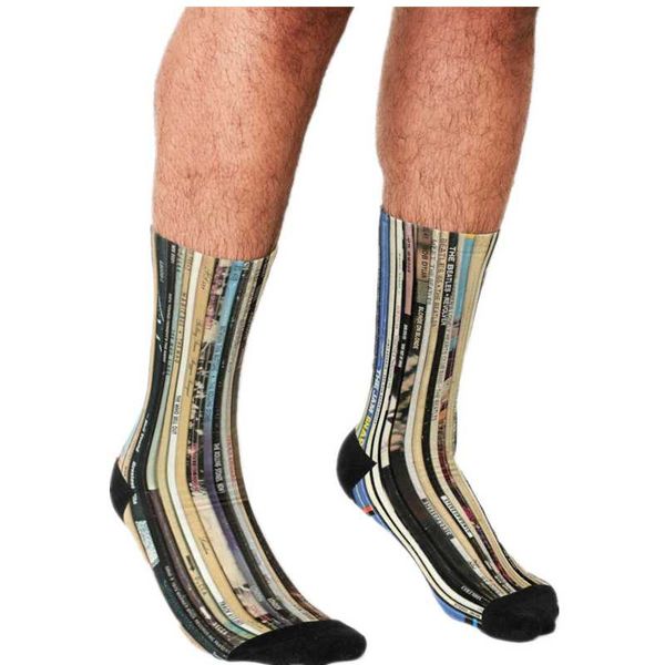 

Men's Socks Funny Classic Rock Vinyl Records Pattern Printed Hip Hop Men Happy Cute Boys Street Style Crazy For, Black
