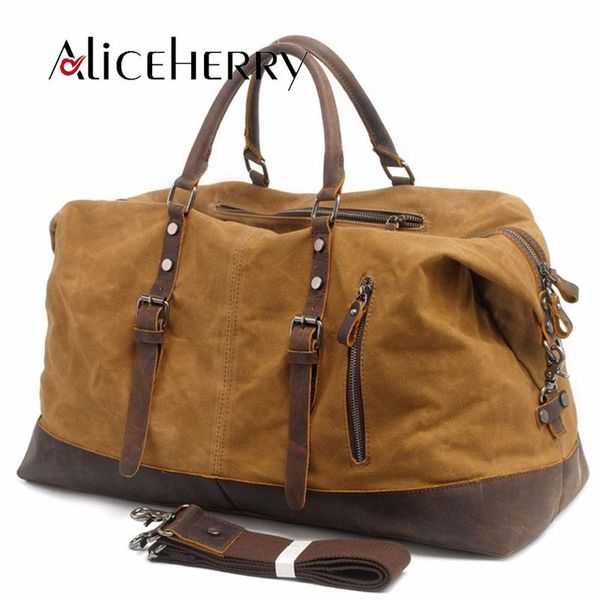 

duffel bags arrival canvas handbags for men large capacity vintage shoulder bag men's leather travel zipper weekend duffle package