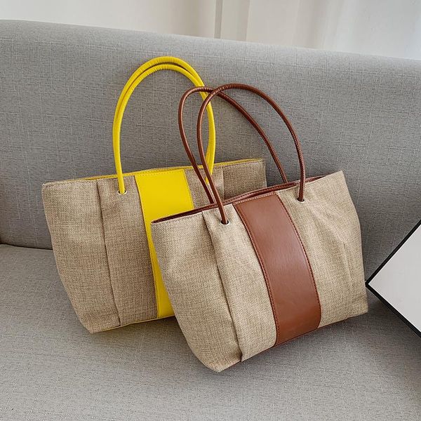 

evening bags bag 2021 autumn trendy tote single shoulder large capacity ladies portable stitching casual canvas fashionable purse