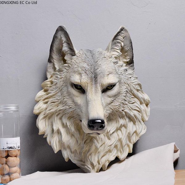 

decorative objects & figurines american wall hanging animal head portrait simulation wolf decoration irregular resin home accessories