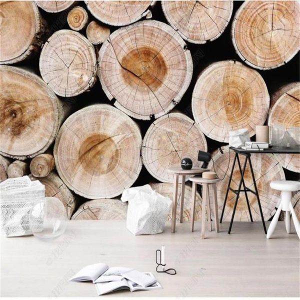 

custom 3d po wallpaper mural room sofa tv backdrop living bed logs wood annual ring picture wallpapers