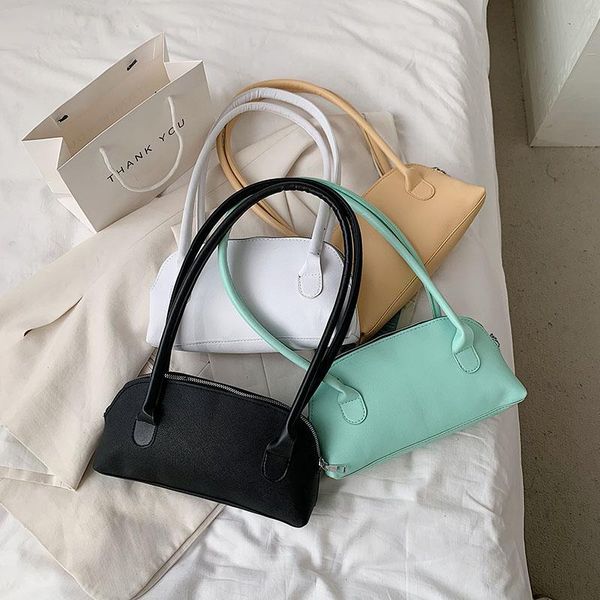 

evening bags pu leather women handbags fashion design ladies underarm bag simple solid color female double straps shoulder