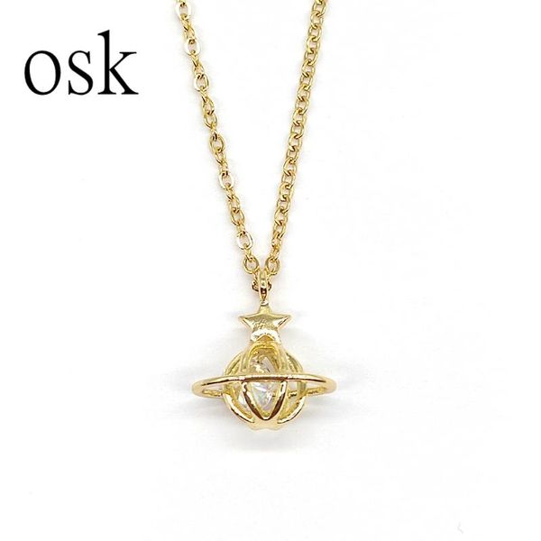 

pendant necklaces osk women planet shape original design fashion high street trend gift for jewelry, Silver
